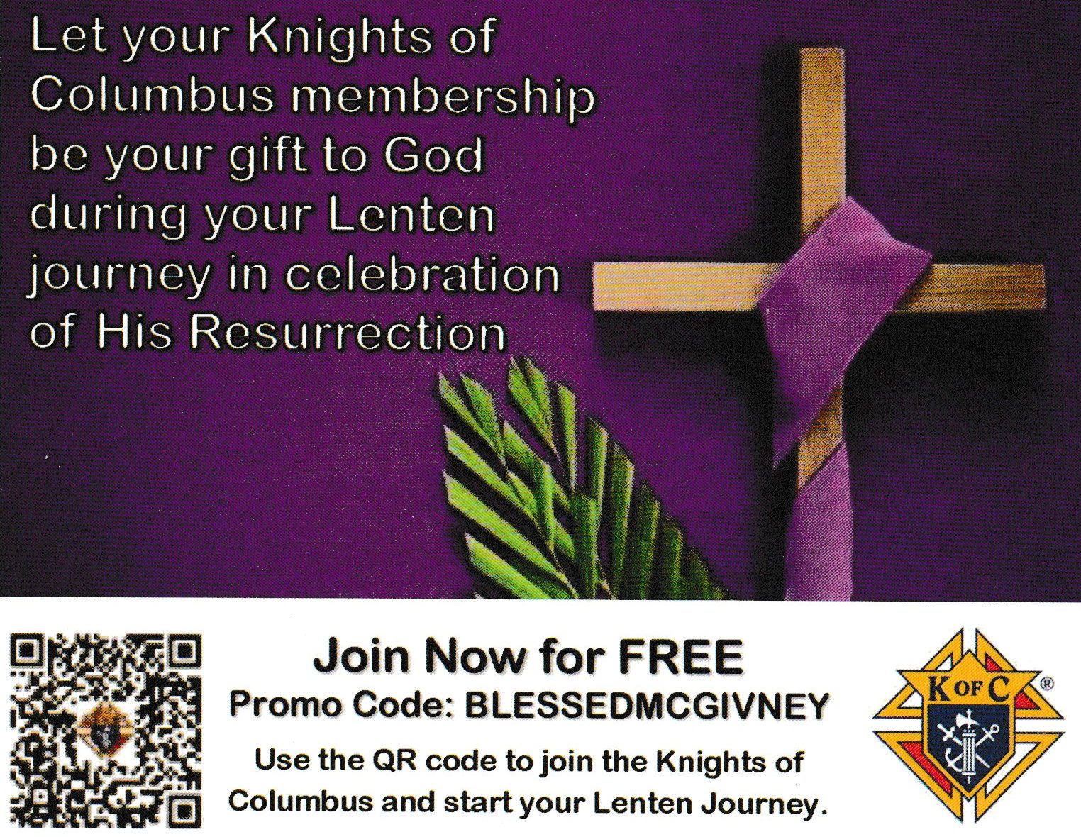 kofc mi lent 2025 join for free with promo code blessedmcgivney ishpeming michigan knights of columbus